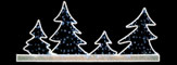 Pedraforca (3.0x1.0m) Manguera LED blanca, guirnalda LED Azul y tapiz blanco